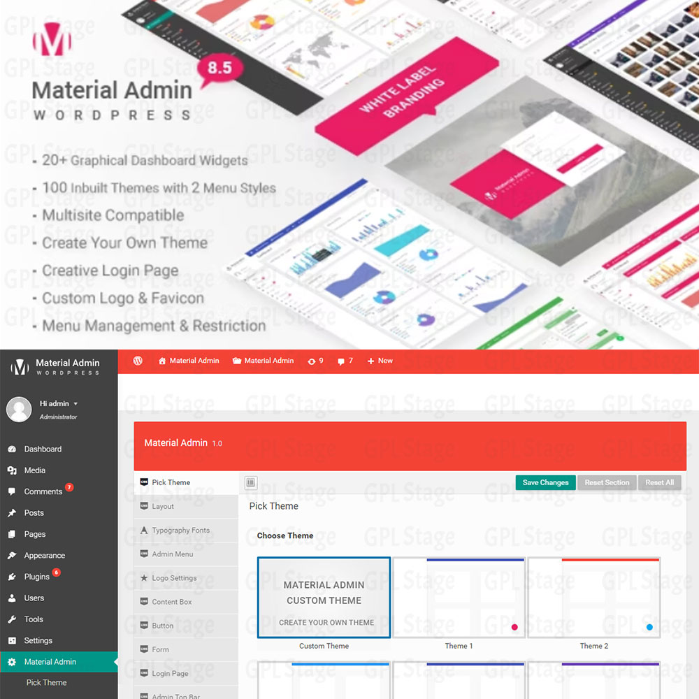 Material – White Label WordPress Admin Theme